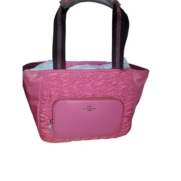 Coach | Bags | Coach Confetti Pink Ruched Nylon Court Tote 